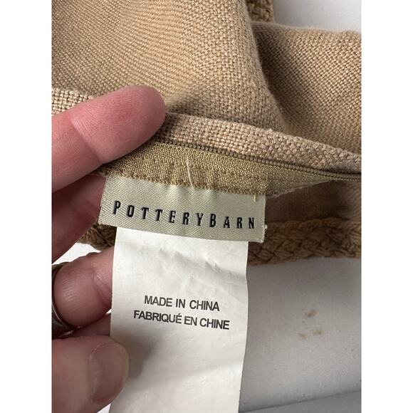POTTERY BARN 2 Jute Braid Linen Neutral 20" Pillow Cover Coastal Minimalist Boho - Picture 14 of 15